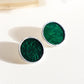 Circle earrings / Deep emerald green