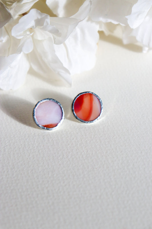 Circle earrings / Terracotta White