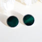 Circle earrings / Dark emerald green