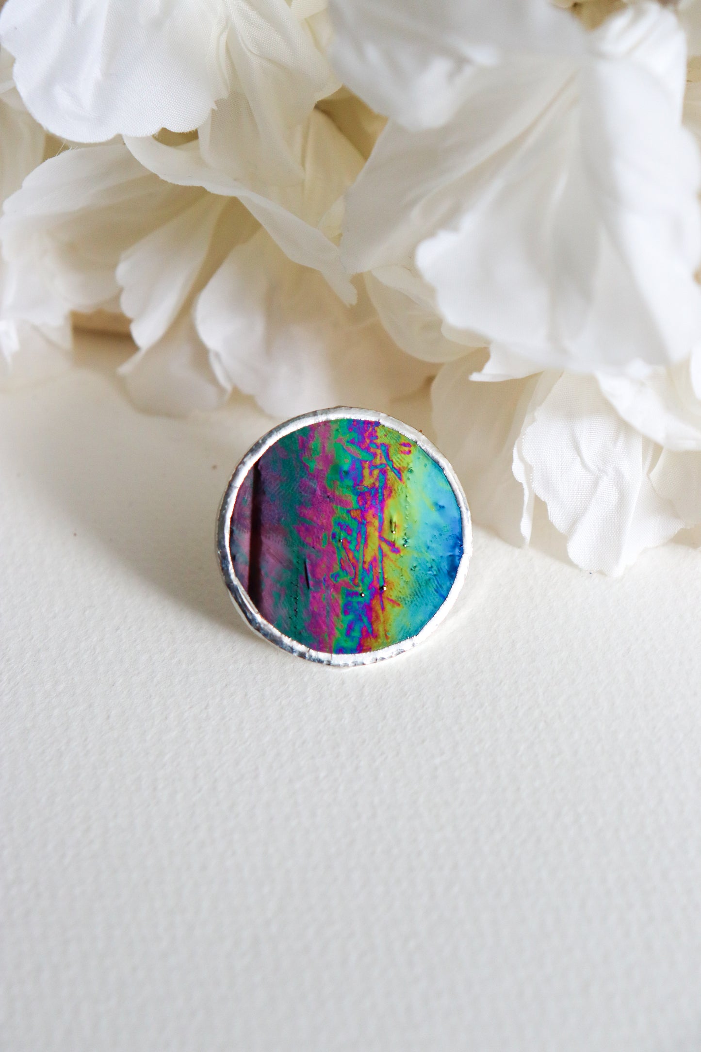 Iridescent black circle rings