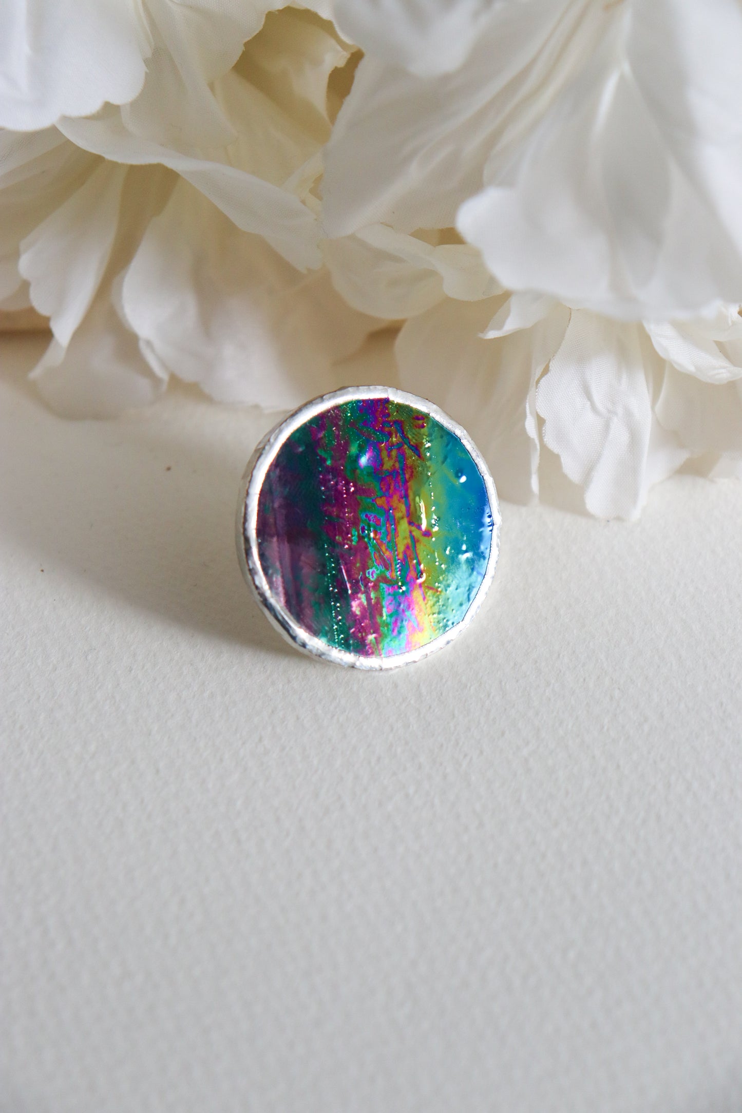 Iridescent black circle rings