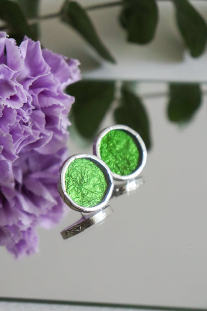 Circle earrings / Grass green