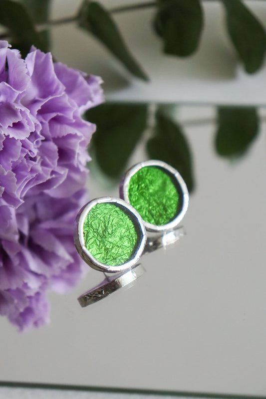 Circle earrings / Grass green