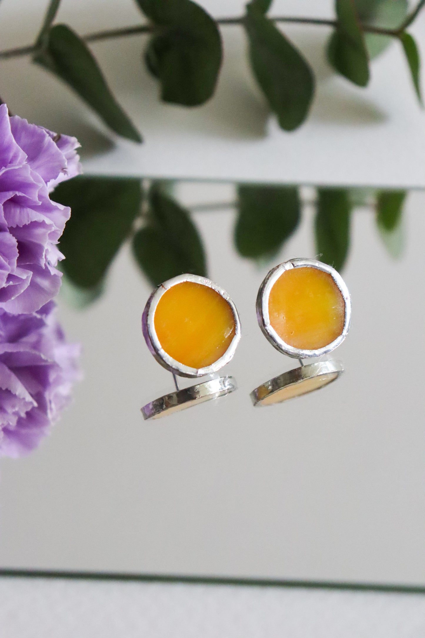 Circle earrings / Yellow