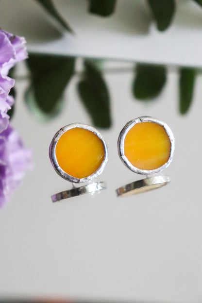 Circle earrings / Yellow