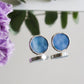 Circle earrings / Blue-gray