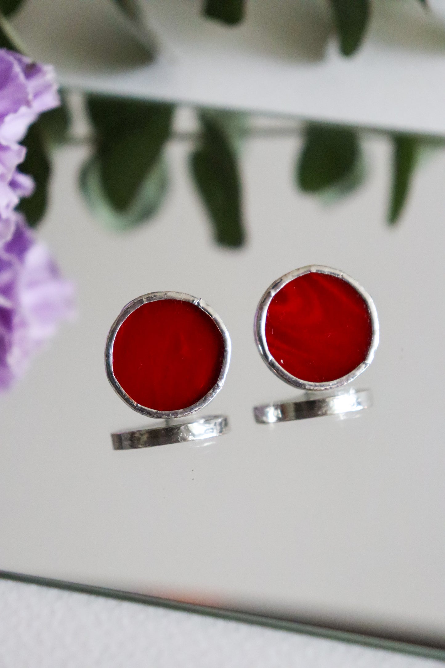 Circle earrings / Red