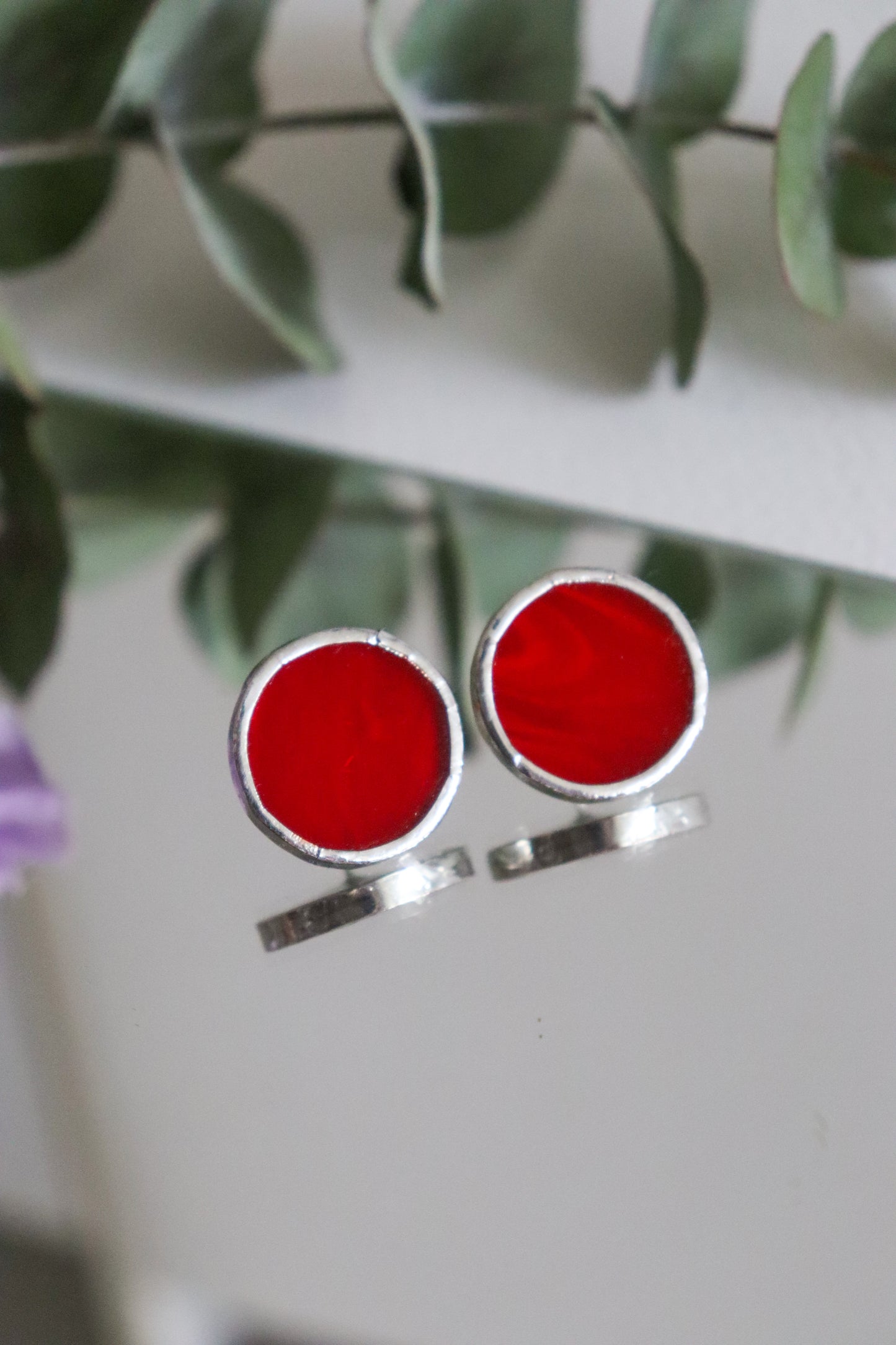 Circle earrings / Red