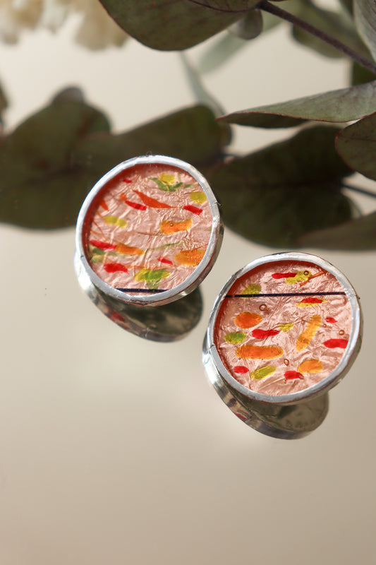 Circle earrings / Copper orange