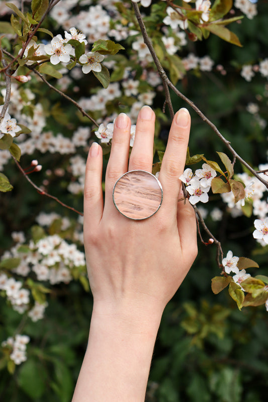 Circle rings / Creamy pink