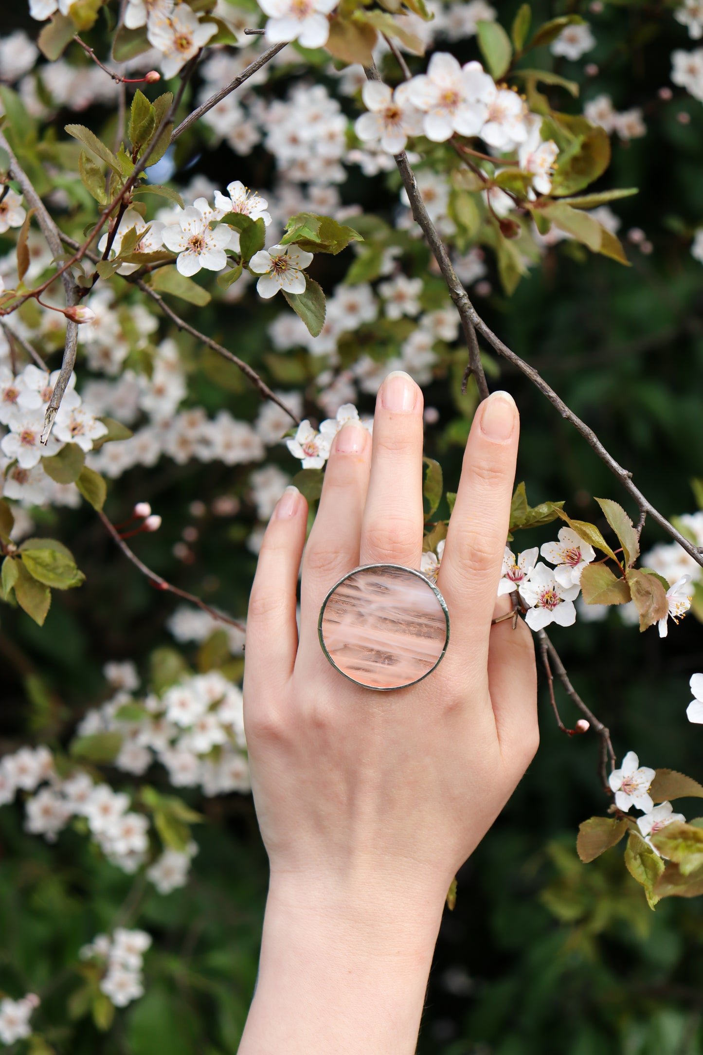 Circle rings / Creamy pink