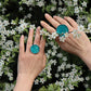 Turquoise circle rings