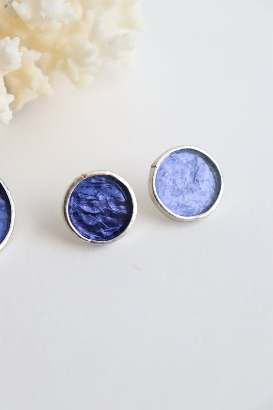 Circle earrings / Ink Blue