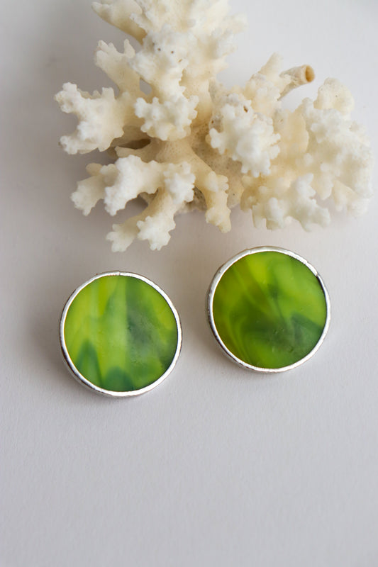 Circle earrings / Green
