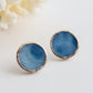 Circle earrings / Blue-gray