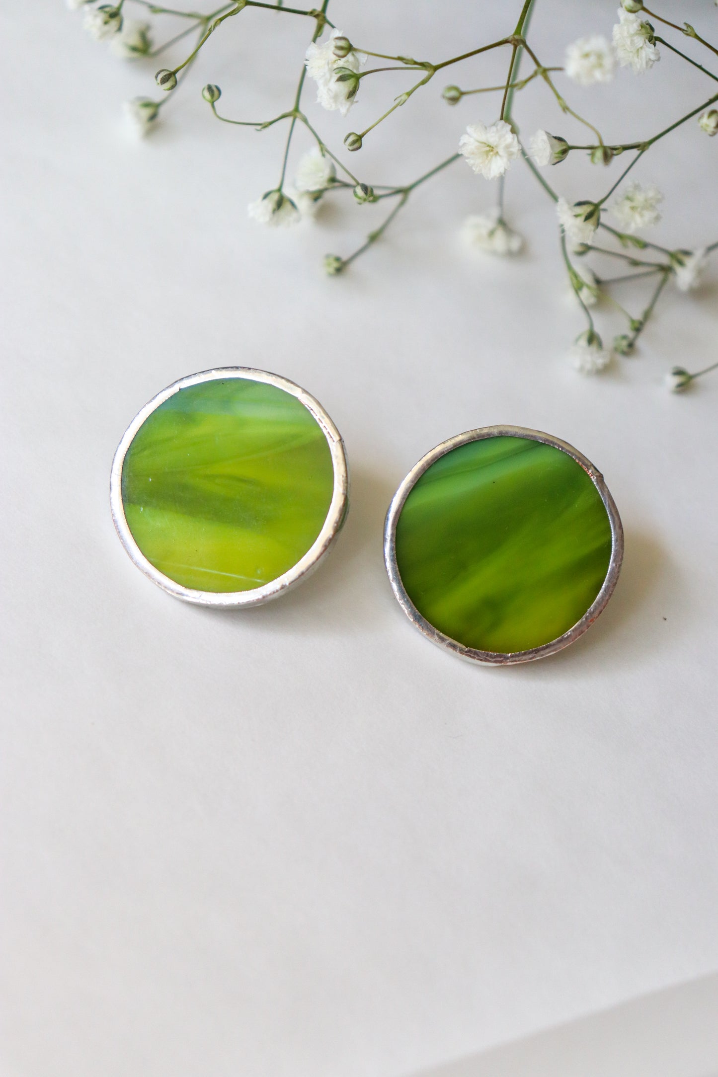 Circle earrings / Green