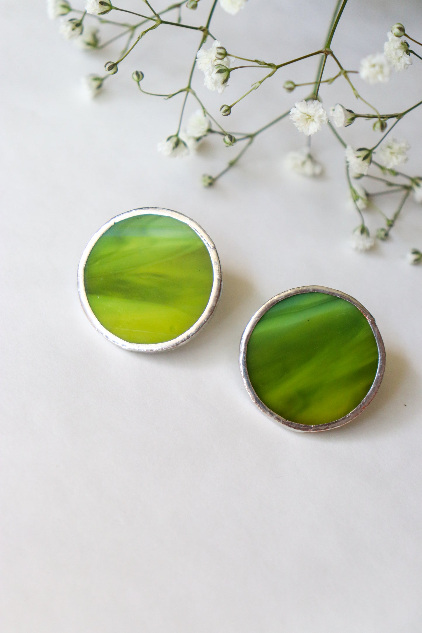 Circle earrings / Green