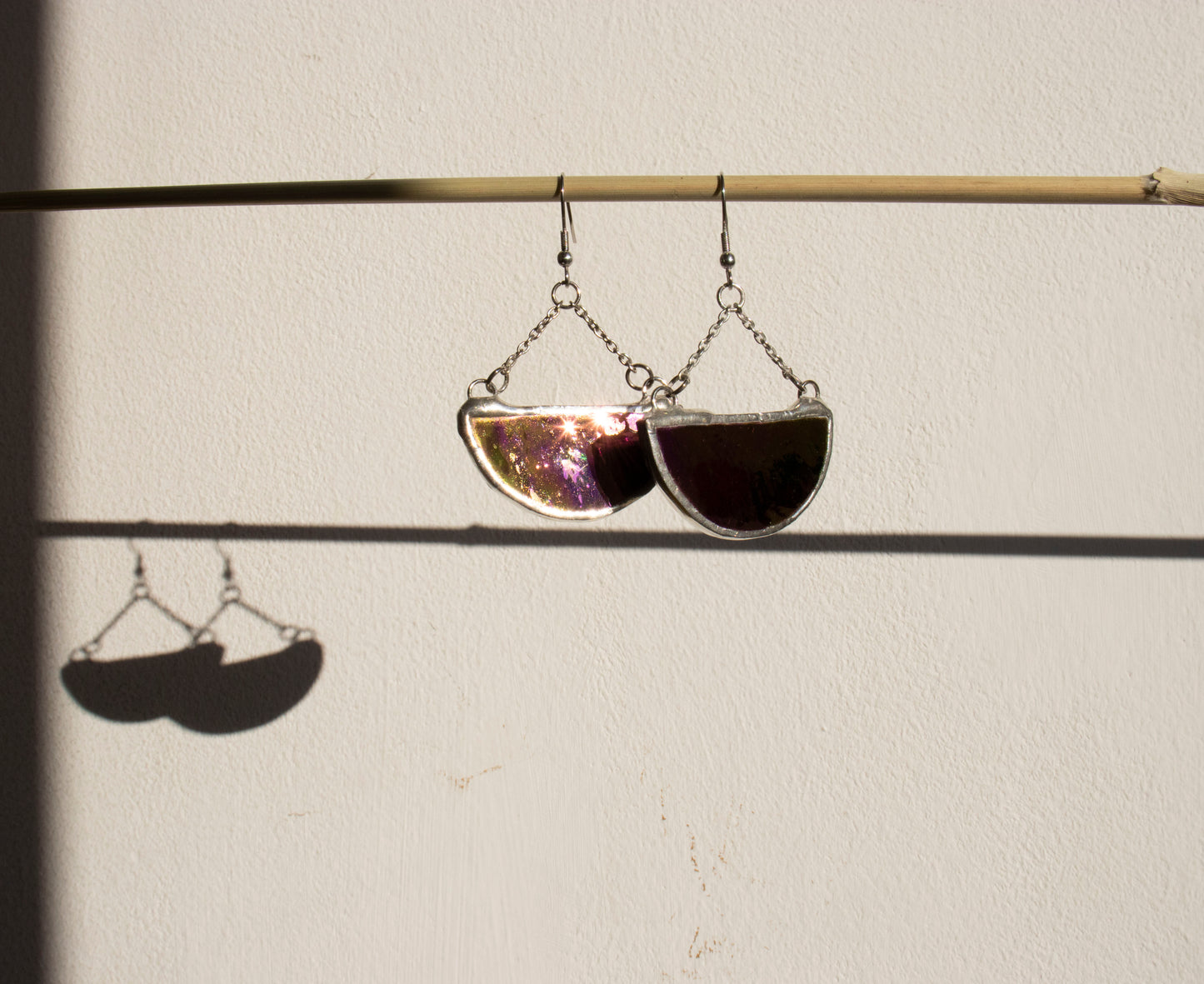 Semicircle dangling earrings