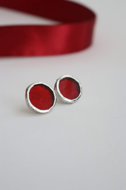 Circle earrings / Red