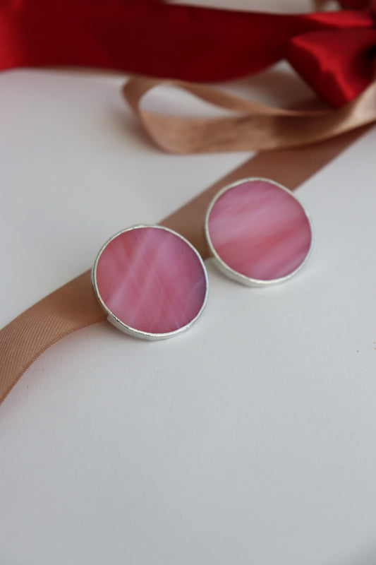 Medium circle earrings / Hot pink