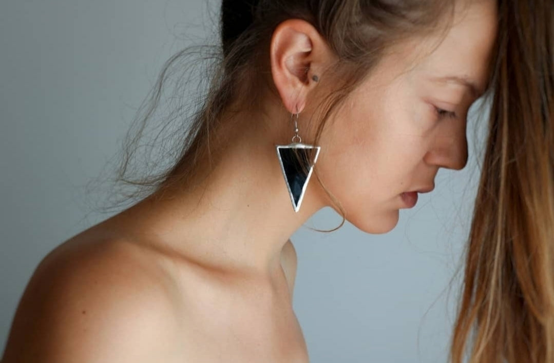 Triangle dangling earrings