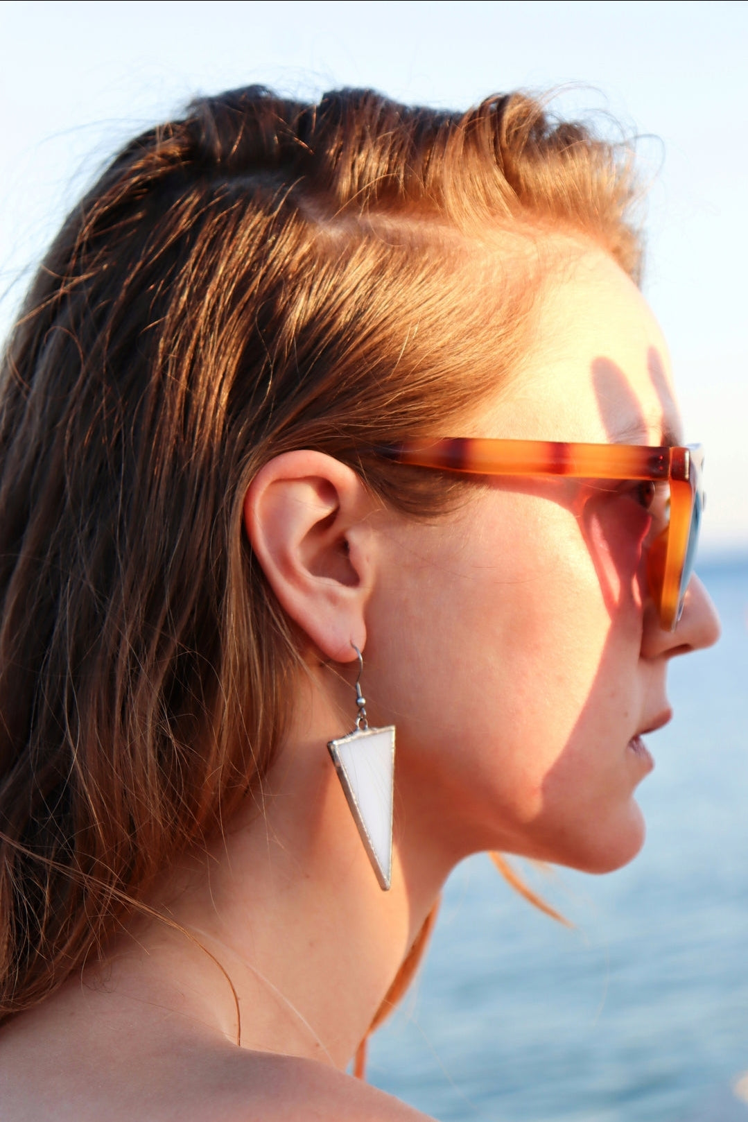 Triangle dangling earrings