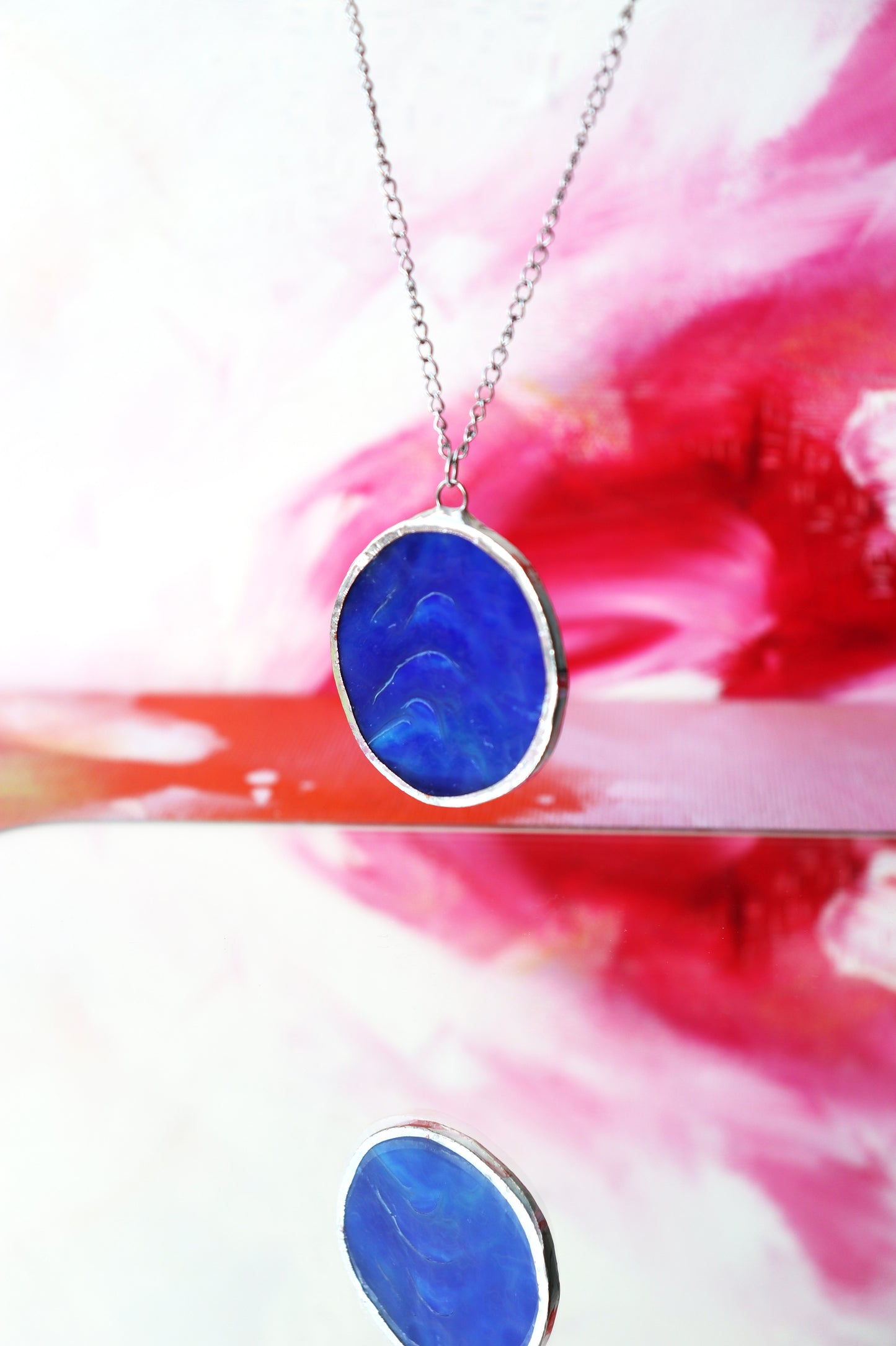 Large circle necklace / Blue