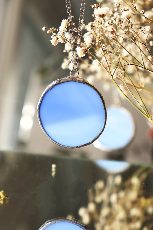 Large circle necklace /  Light blue