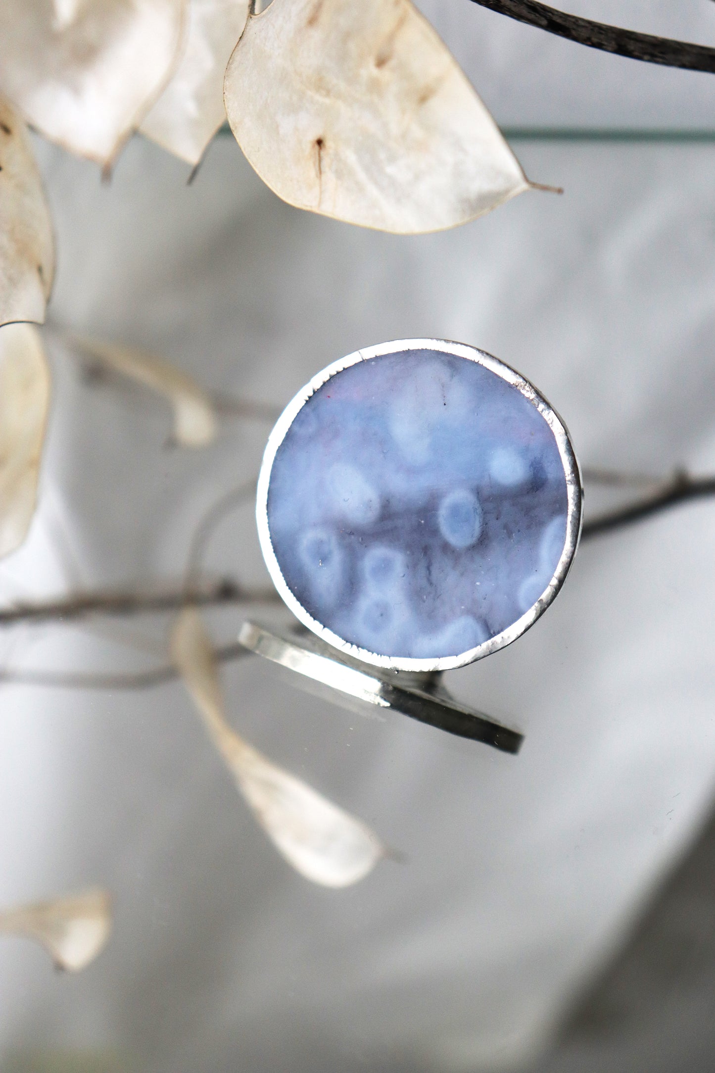 Large circle ring / Gray and blue