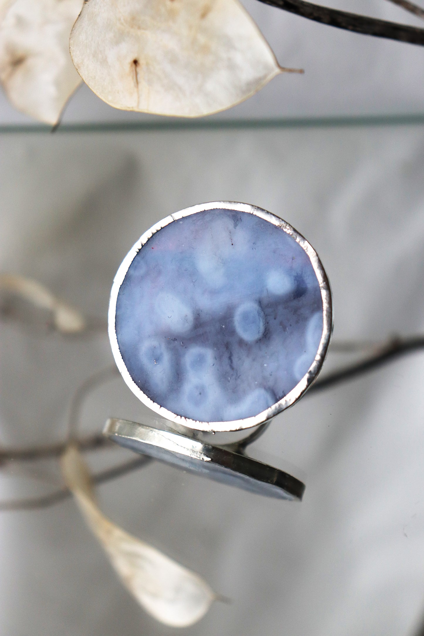 Large circle ring / Gray and blue