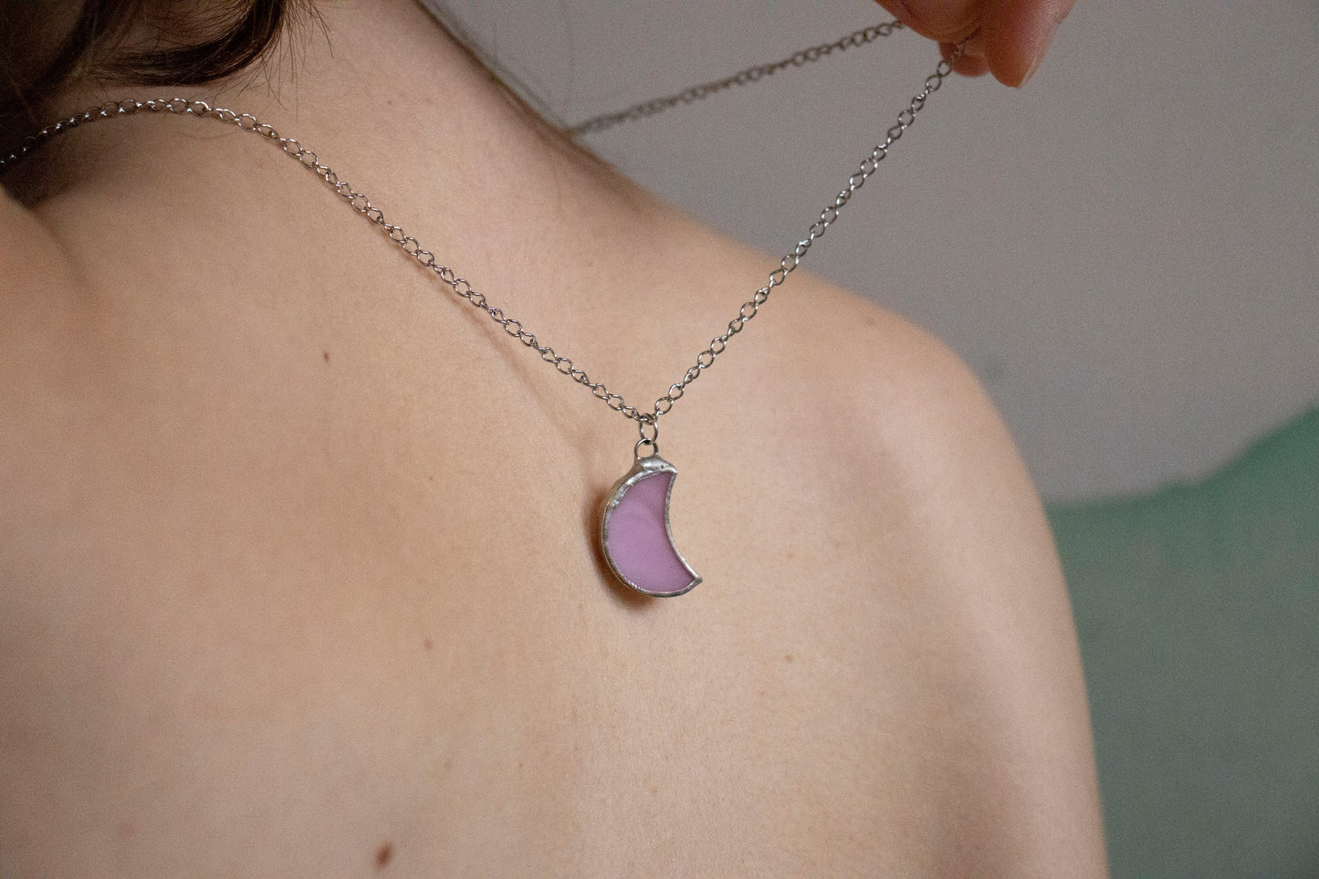 Moon necklace / Light pink