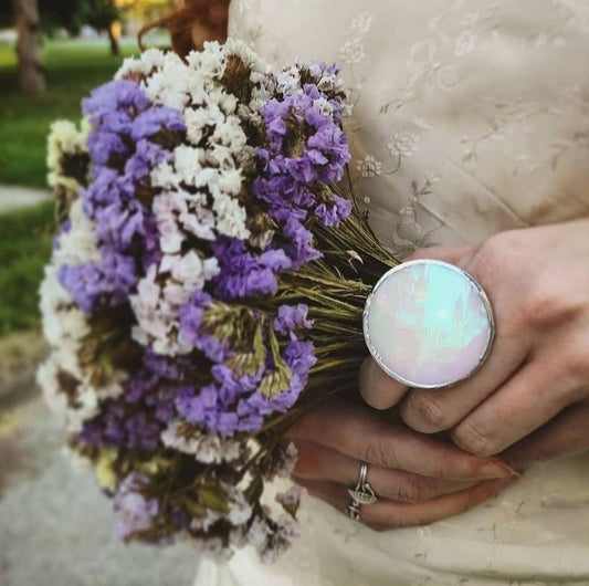 Large circle ring / Iridescent white