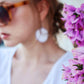 Large dangling earrings / White