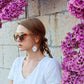 Large dangling earrings / White